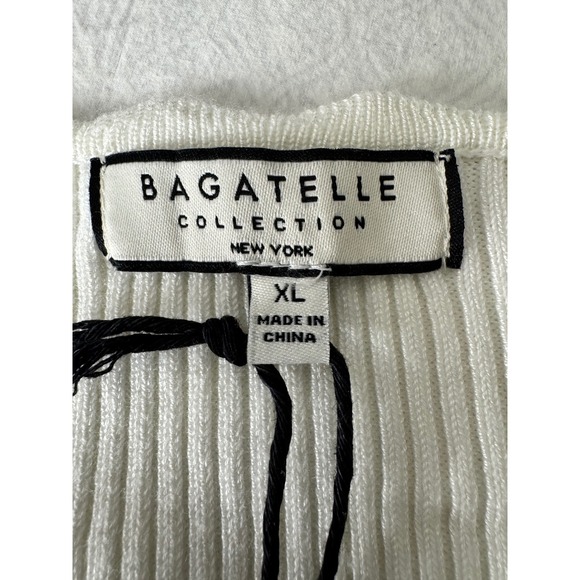 BAGATELLE COLLECTION Women's Ivory Scallop Neck Ribbed Flare Sleeve‎ Sweater XL - Picture 6 of 10